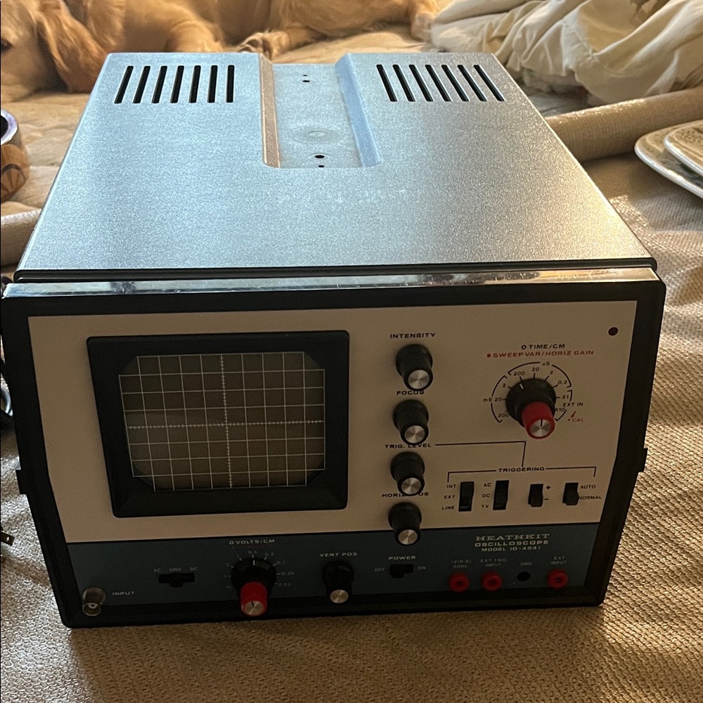 Heath Ceramics Heathkit Oscilloscope Panel in Teal with Red Connectors